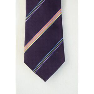 Etro Milano Men's Silk Tie Purple Diagonal Stripe Pattern Italy 58 X 3 Luxury